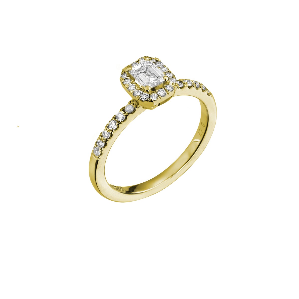 Μονόπετρο Χρυσό Κ18 Emerald Cut