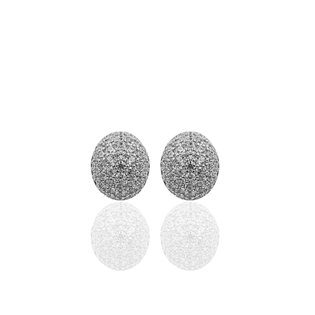 Νυφικά Σκουλαρίκια Γάμου Button Ασήμι 925.