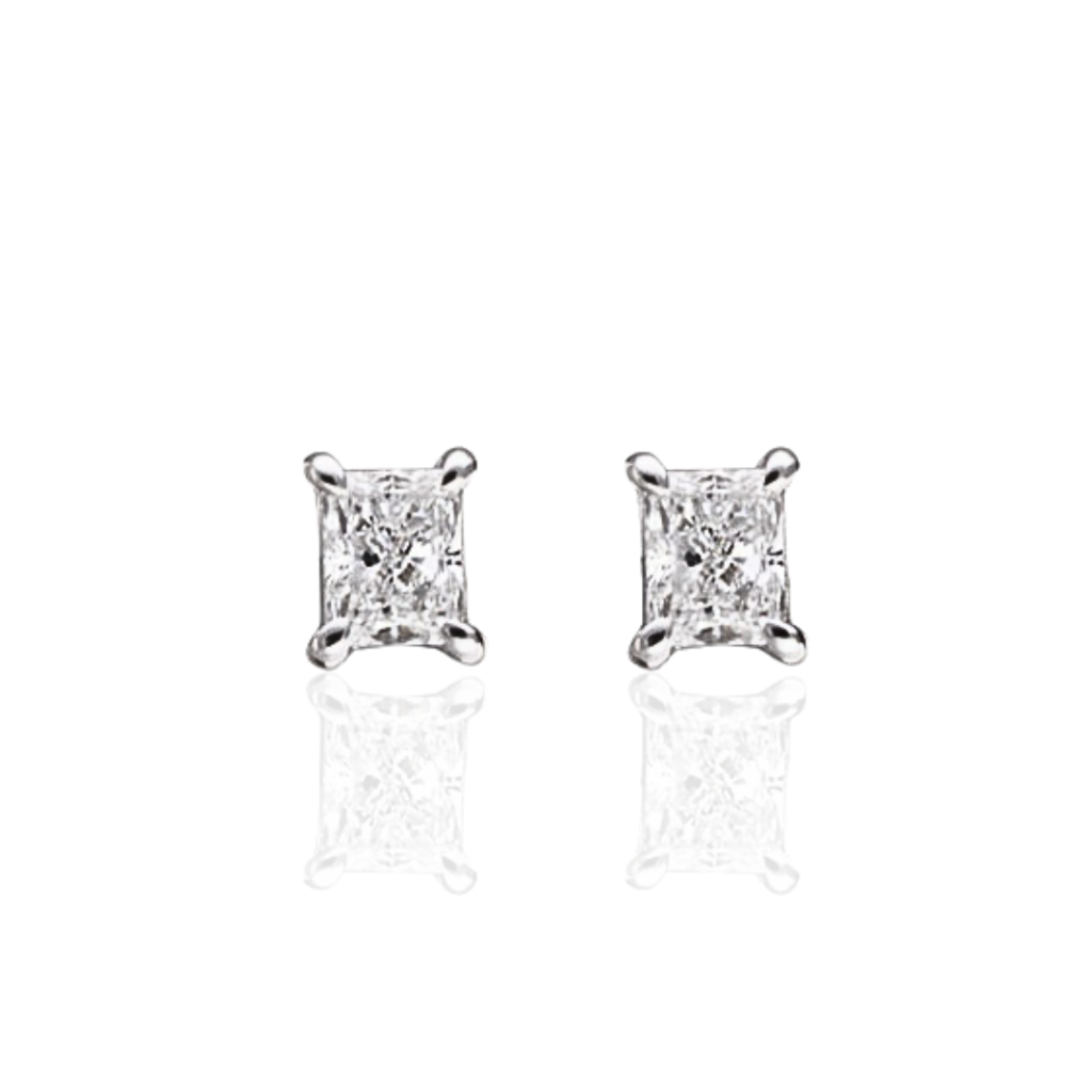 Σκουλαρίκια Μονόπετρα Emerald Cut Κ18