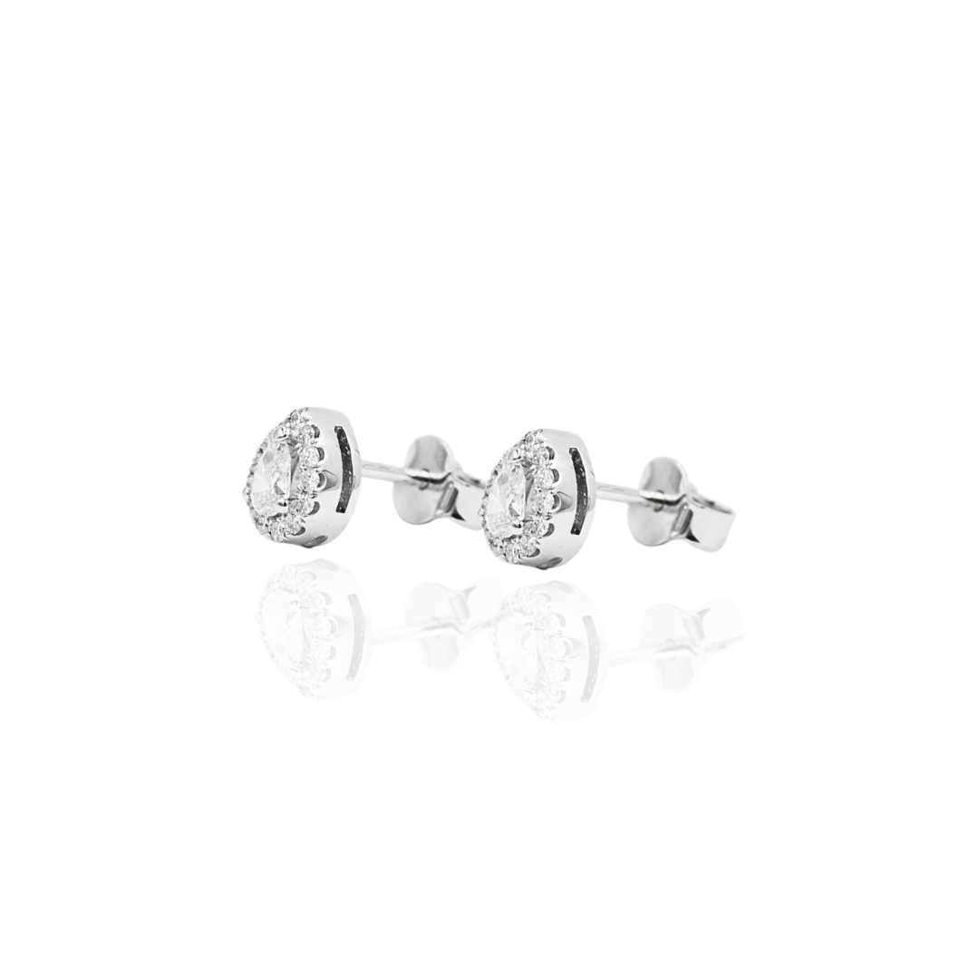 Σκουλαρίκια Λευκόχρυσα Pear Shape K18 - Image 3