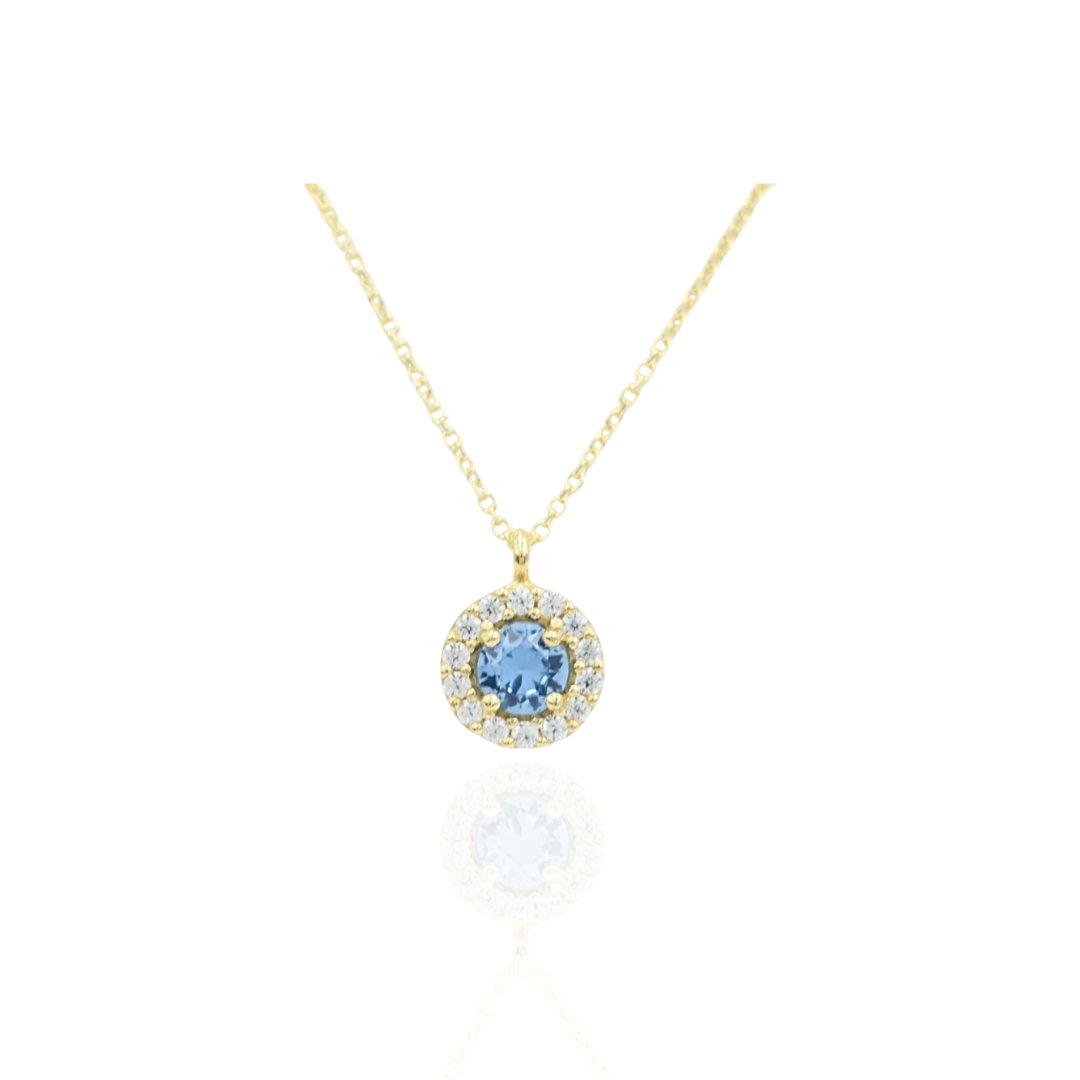 14K Gold Blue Rosette Pendant