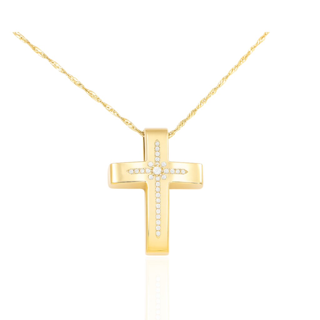 14K Baptism Cross Set with Chain