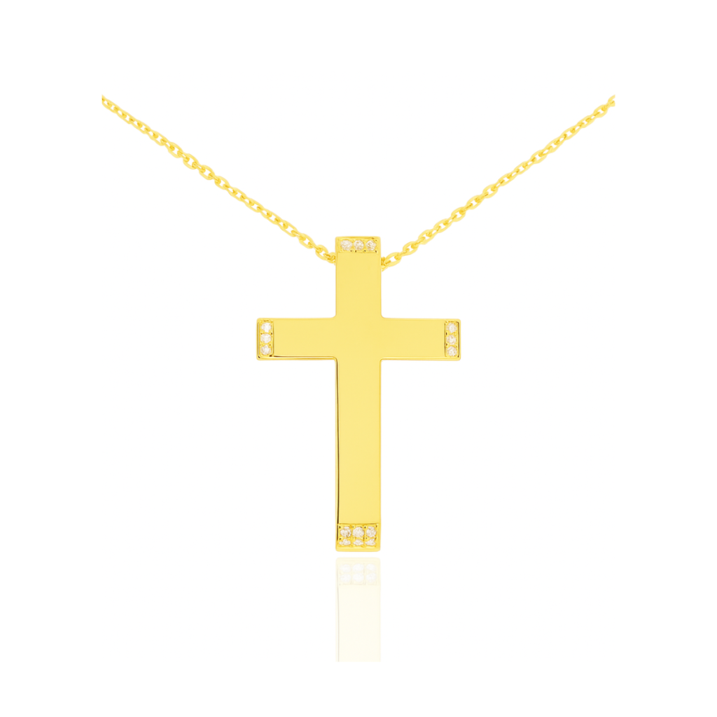 14K Baptism Cross Set with Chain