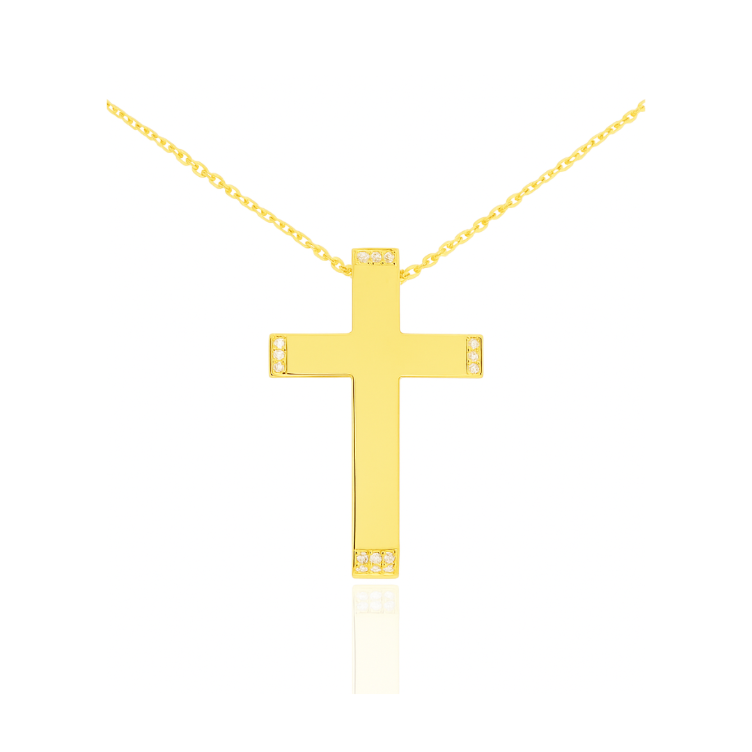 14K Baptism Cross Set with Chain
