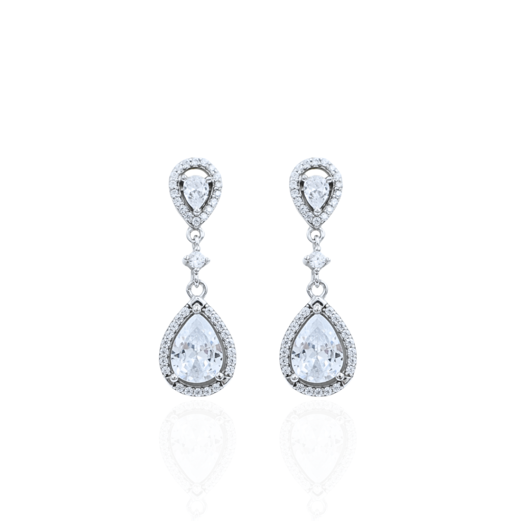 Ethereal Drops – Νυφικά Σκουλαρίκια από Ασήμι 925 με Ζιργκόν