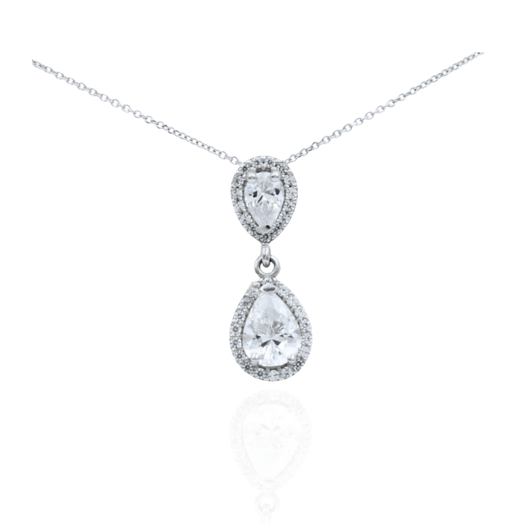 Ethereal Grace – Bridal Necklace in 14K White Gold with Zirconia