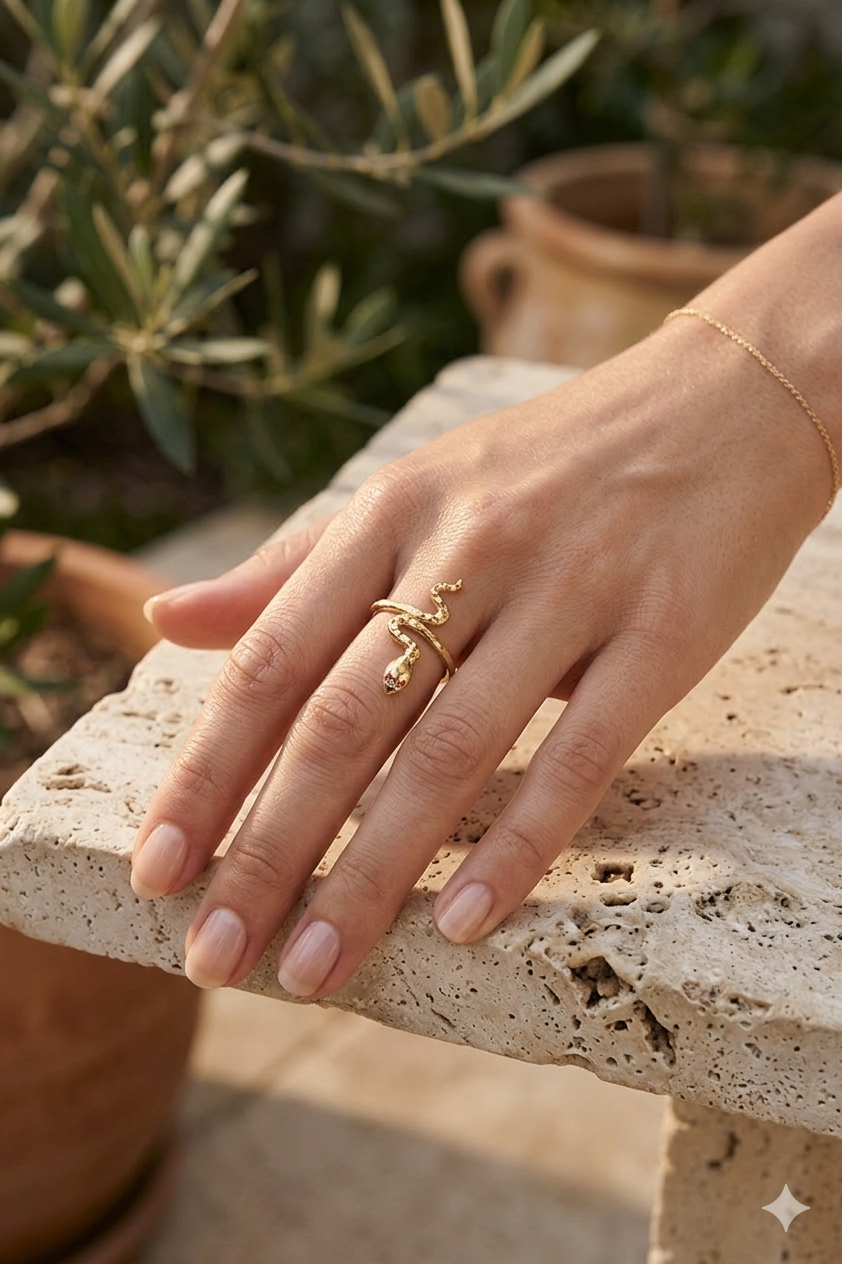 Χρυσό Δαχτυλίδι Φίδι "Serpenti Aura" 14K - Image 3