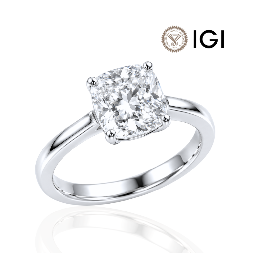 Μονόπετρο με Διαμάντι Εργαστηρίου IGI Cushion Cut 3.02ct