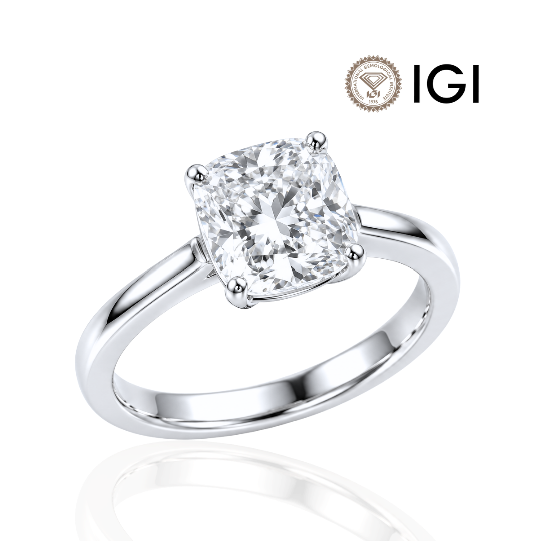 Μονόπετρο με Διαμάντι Εργαστηρίου IGI Cushion Cut 3.02ct